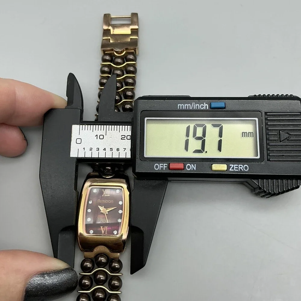Armitron Now Women Watch 20mm Abalone Brown Gold Tone Bracelet New Battery 7.75